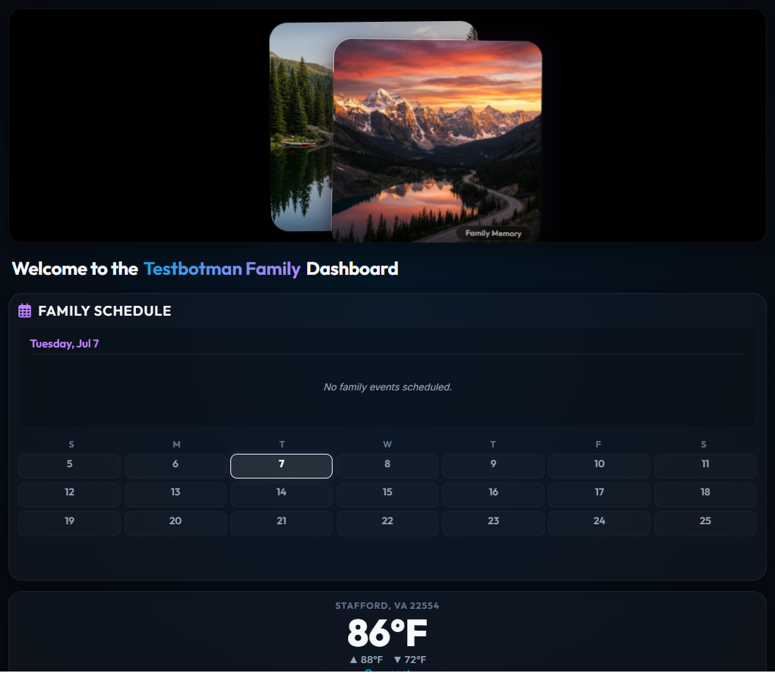 Main family dashboard